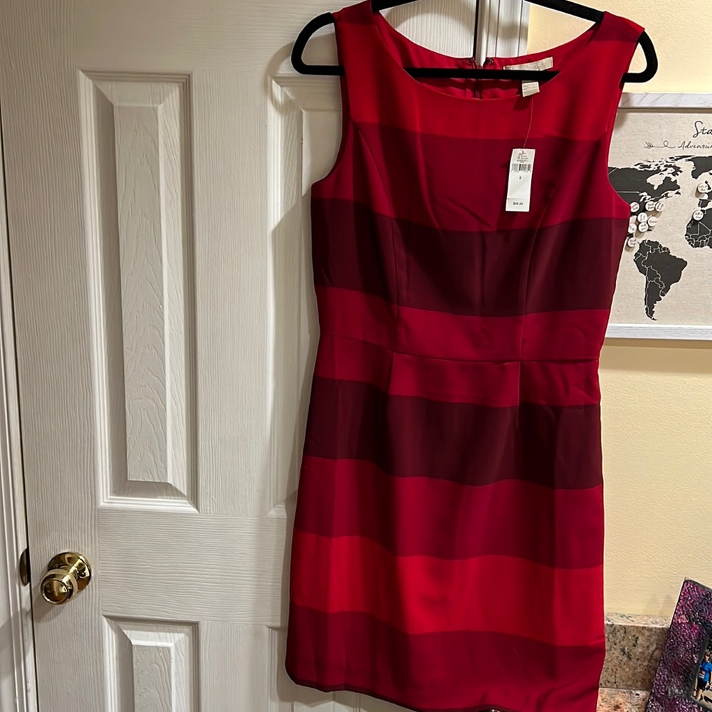 Banana Republic Size 6 Red Striped Dress